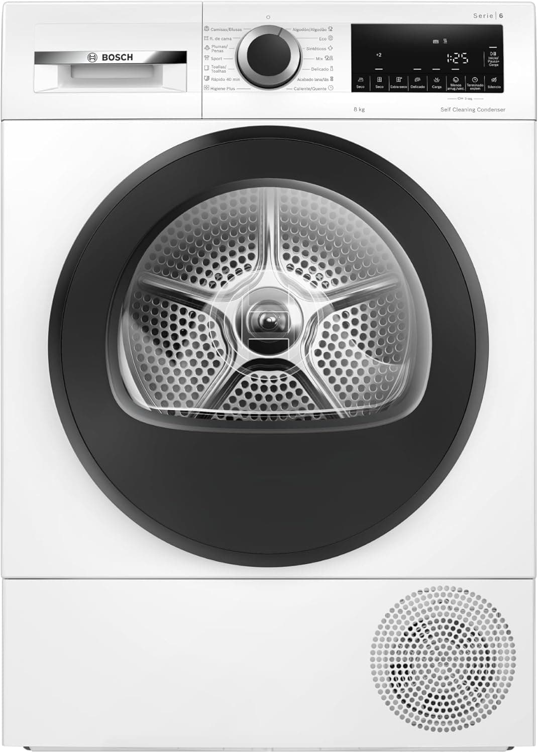 Bosch - Secador com bomba de calor, 8 kg, AutoDry, anti-rugas, meia carga, branco, WQG235D1ES