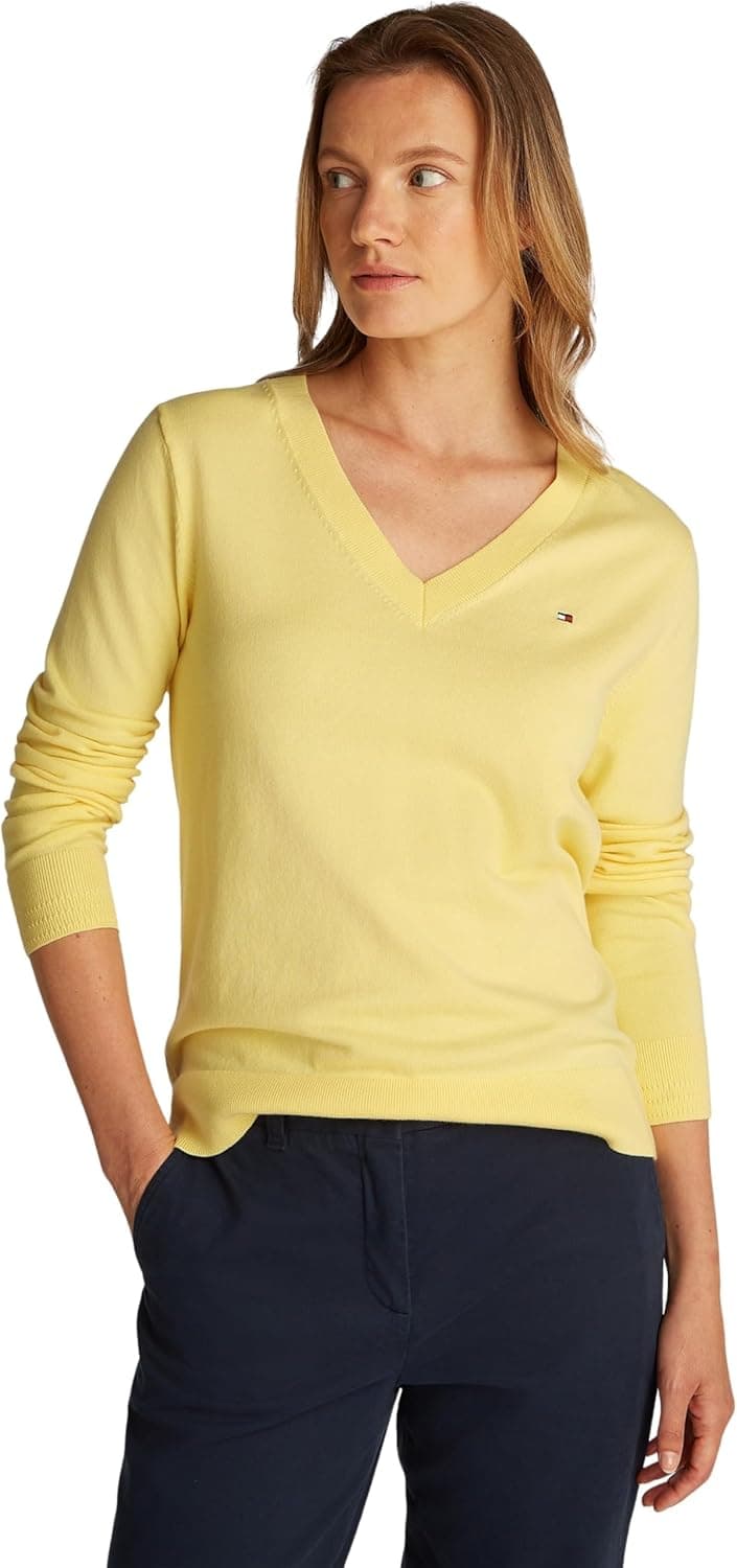 Tommy Hilfiger Camisola para mulher em V - Neck camisola de malha