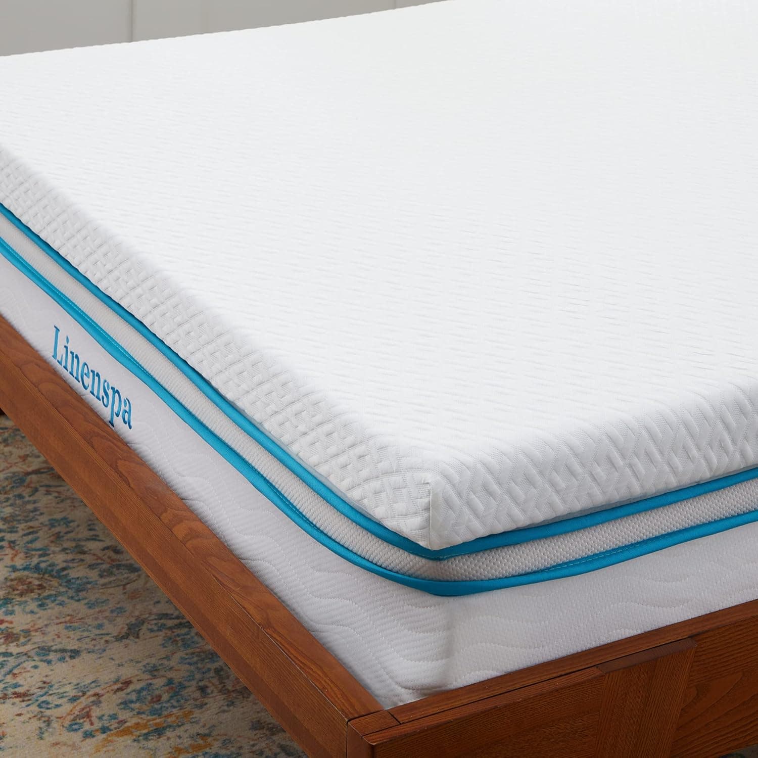 Linenspa Sobrecolchão viscoelástico para colchão, 150 x 190 cm, espessura de 7,5 cm, com gel e capa com fecho de correr lavável, Oeko-Tex