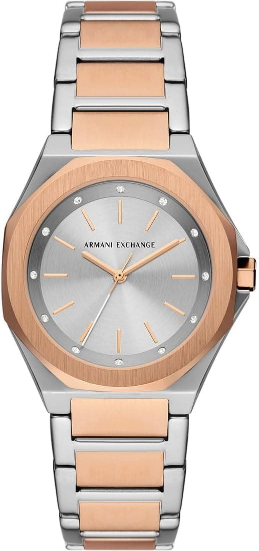 Armani Exchange Relógio para mulher, movimento trifásico, relógio de aço com caixa de 34 mm