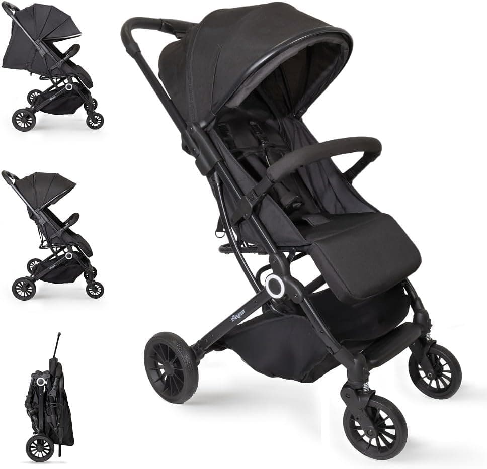 Carrinho de passeio Interbaby | Carrinho de bebé desde o nascimento até 48 meses ou 22 kg, botão dobrável rápido, amortecedores, capapota XXL recarregável, carrinho de bebé VOYAGE