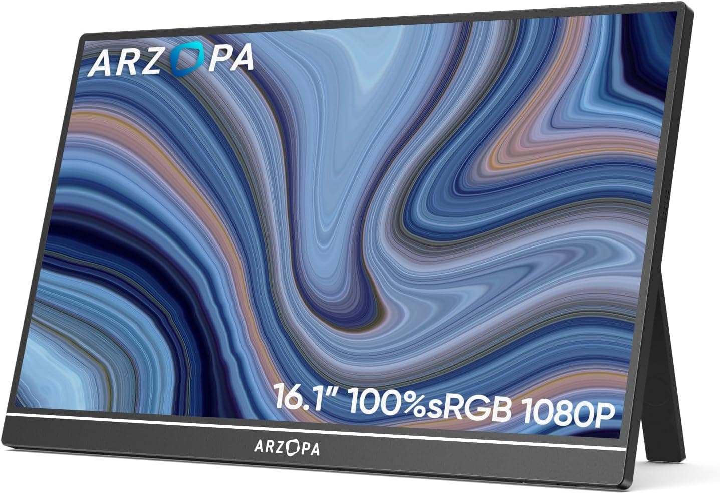 ARZOPA 16,1" Monitor portátil, 1920 × 1080 FHD IPS, monitor portátil com uma única haste, suporte HDMI/Type-C/USB-C, de proteção ocular, para computador portátil/PC/Mac/PS3/4/5/Xbox
