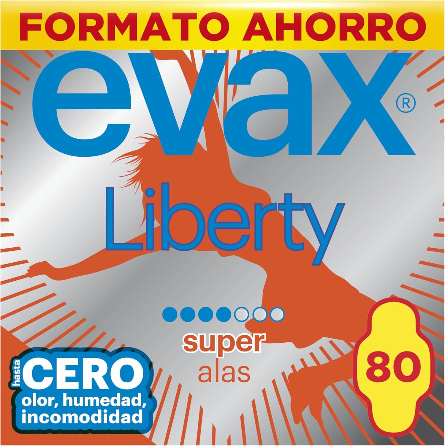 Evax Liberty Super | Pensos higiénicos com asas, 80 unidades