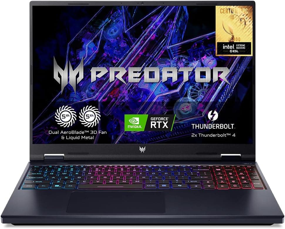 Acer Predator Helios Neo 16 PHN16-72-97H8 Computador portátil Gaming 16" WQXGA 240Hz (Intel Core i9-14900HX, 32 GB RAM, 1TB SSD, NVIDIA GeForce RTX 4070, sem SO. ) cor preta - Teclado QWERTY espanhol