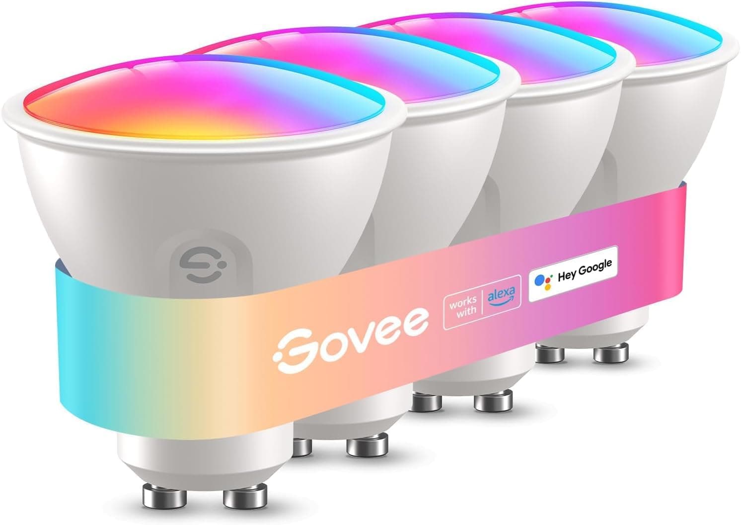 Govee Lâmpada inteligente GU10, lâmpada LED GU10 WiFi RGBWW compatível com Matter, Alexa e Google Home, lâmpada LED 400 LM de 16 milhões de cores regulável sincronização de música, embalagem de 4