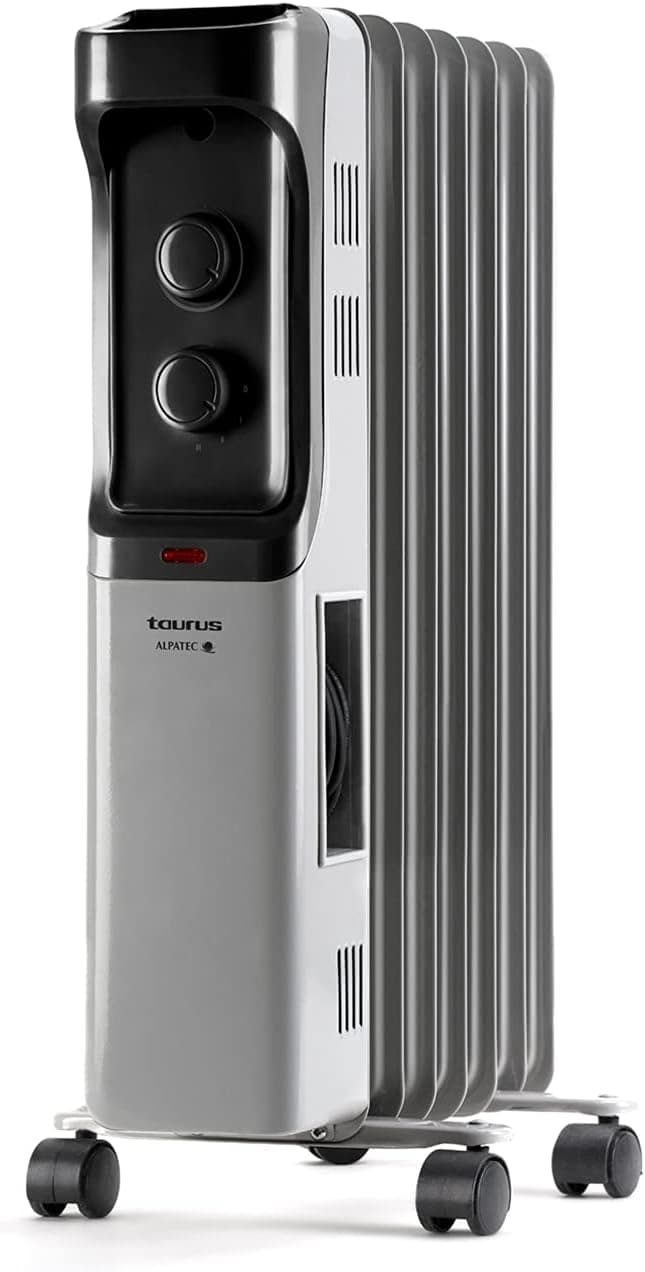 Taurus Dakar Radiador de óleo de 7 elementos, 3 níveis de potência, termostato ajustável, proteção sobreaquecimento, baixo consumo, piloto luminoso, 1500 W