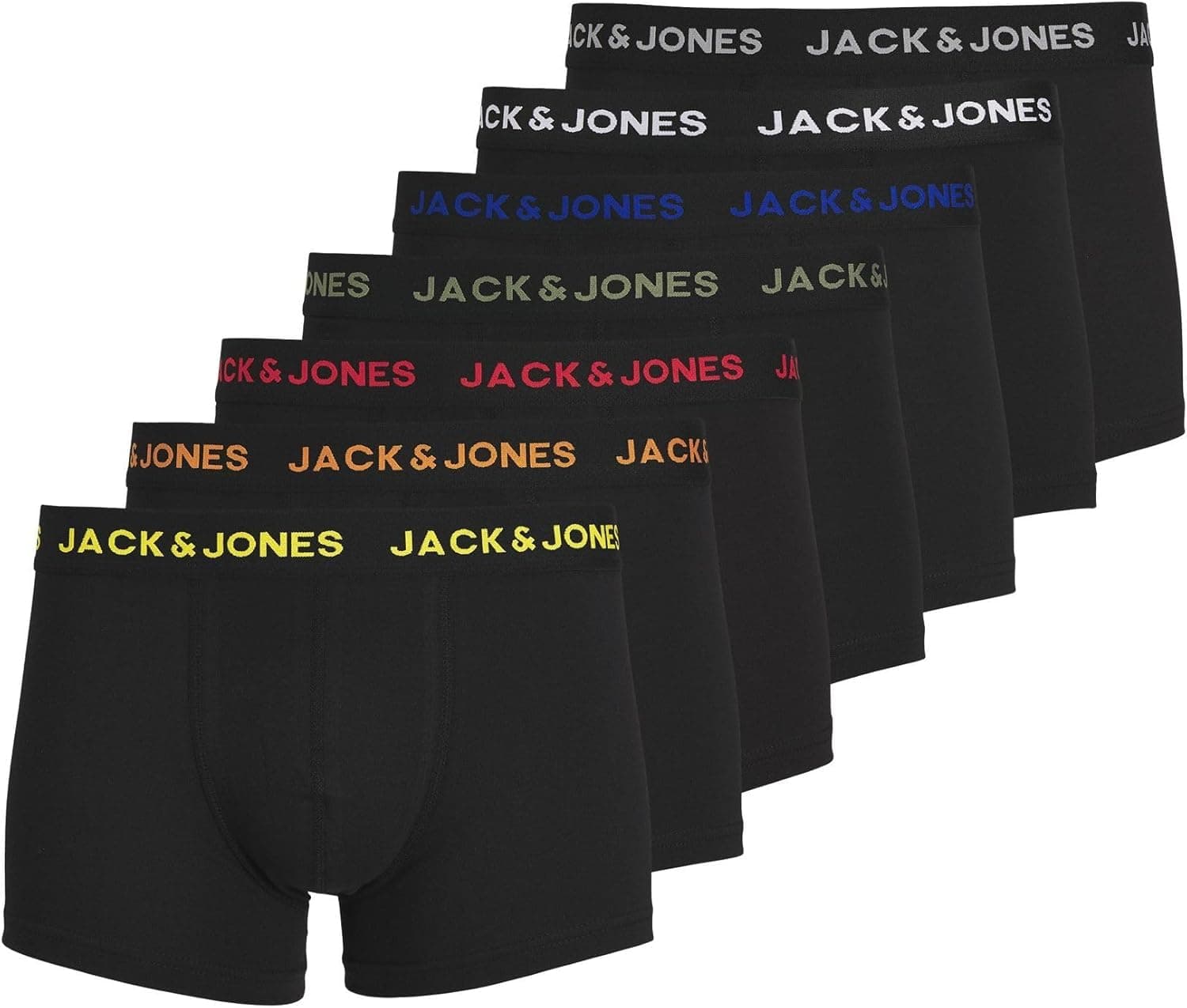 Jack & Jones JACBASIC Trunks 7 Pack | Conjunto de 7 boxers para homem em algodão e elastano, cor preta.