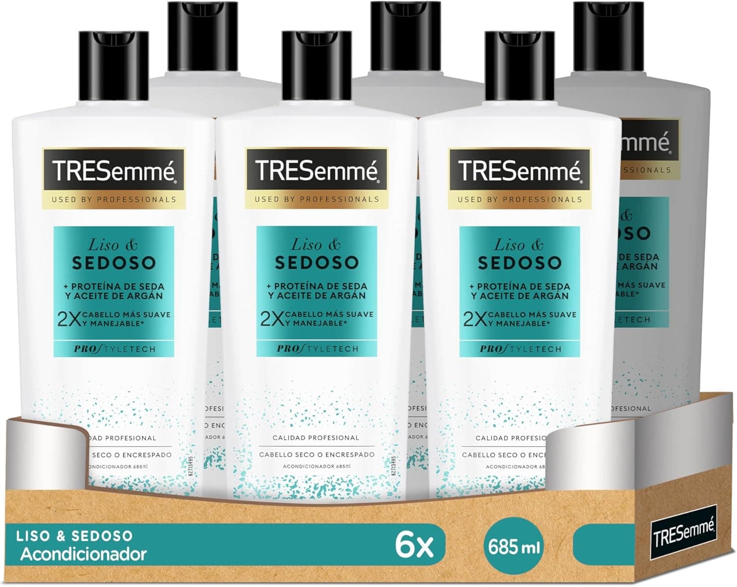 Tresemmé Condicionador liso e sedoso para cabelo seco ou frisado 685 ml x 6