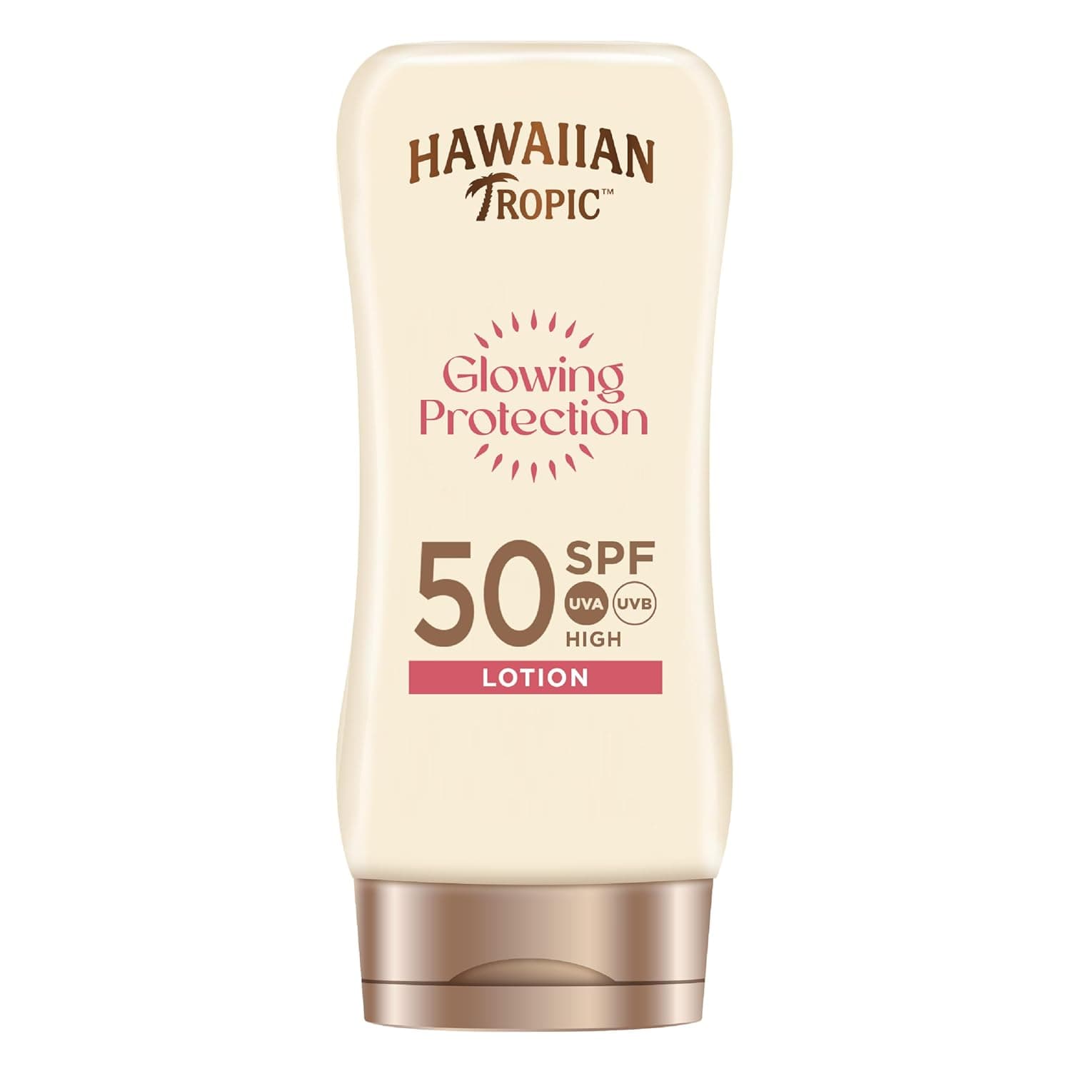 HAWAIIAN Tropic Satin - Protection Ultra Radiance - Loção solar de proteção alta, índice SPF 50, protege e suaviza a pele, fragrância de frutos tropicais, 180 ml
