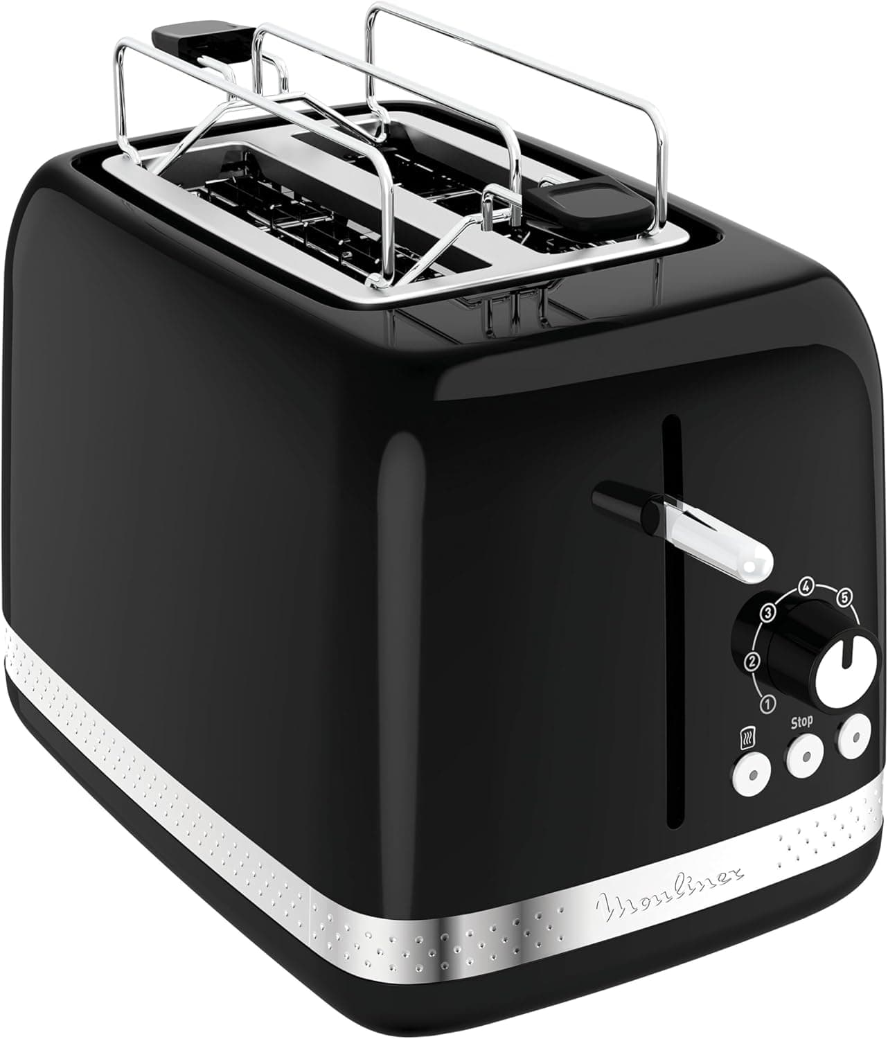 Moulinex Soleil - Torradeira 2 ranhuras, 850 W, 7 níveis torrado, resultados dourados ou crocantes, descongela, reaquece e para, grade para pãezinhos, pães e baguetes, bandeja de recolha-migalhas, LT3018