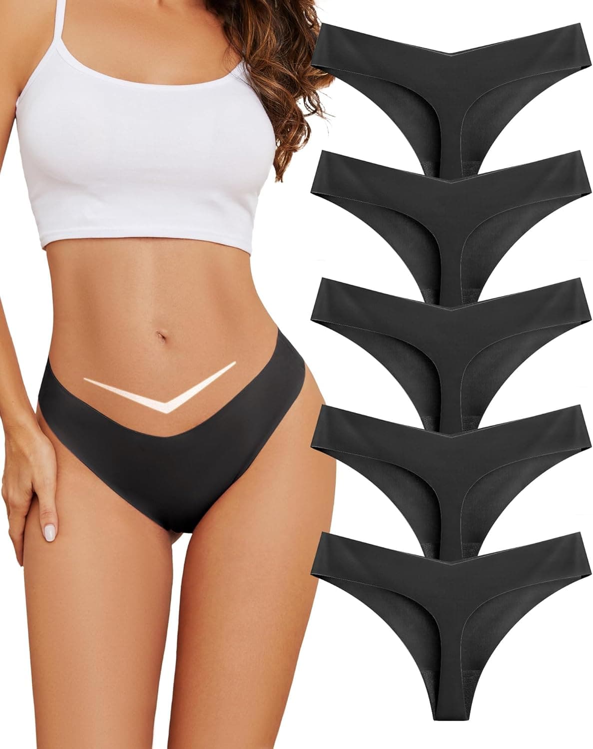 VOENXE | Pack de 5 tangas de microfibra sem costuras para mulher