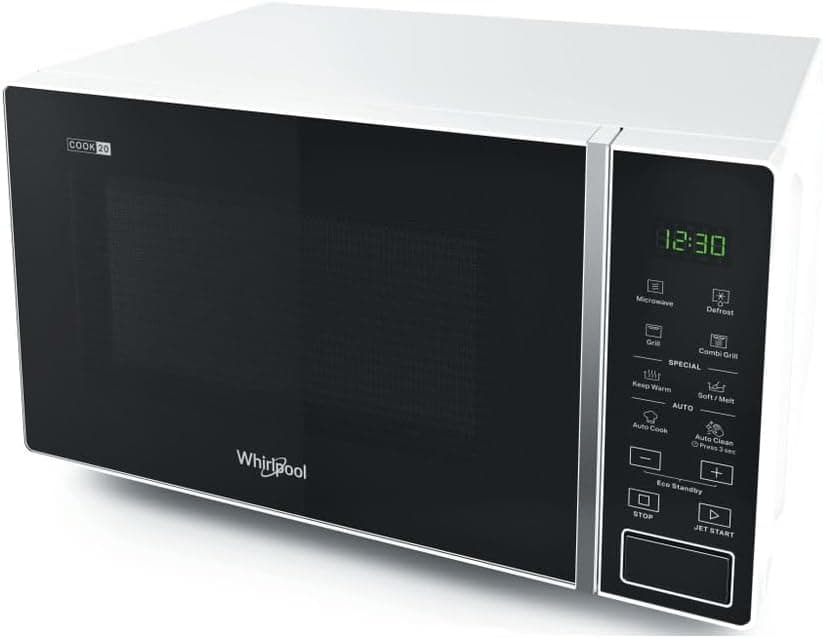 Whirlpool - Forno micro-ondas MWP 203 W, cook 20, cavidade de 20 L, cor branca, função MW+grelhar, controlo de foil de toque, potência MWO 700 W, potência grill 1000 W