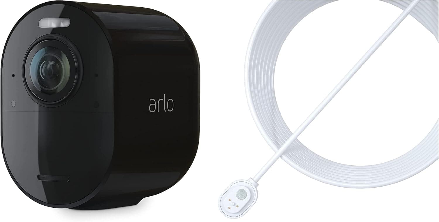 Arlo Ultra2, câmara de vigilância Wi-Fi com cabo de carregamento magnético para exteriores, preto, teste gratuito de 90 dias