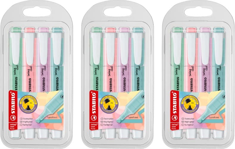 STABILO Marcador swing cool pastel - estojo com 4 cores x 3