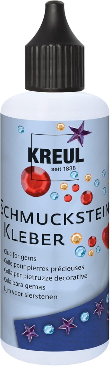 KREUL 49603 - cola joalharia, 80 ml, lavável até 30 °C, seca transparente, sem solventes, à base de água, para fixar pedras preciosas, não aplicável