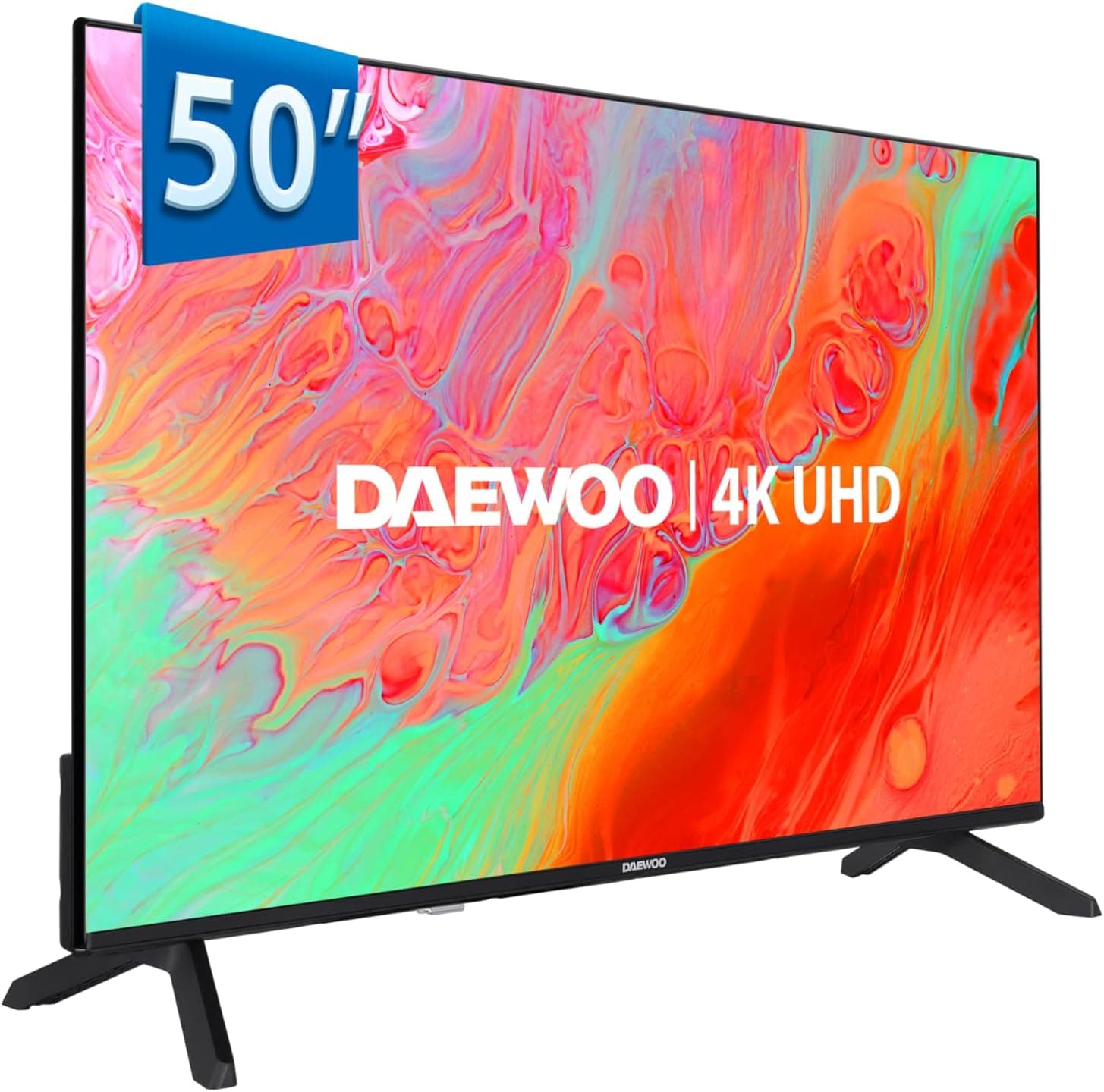 Daewoo 50DM65UV Smart TV 4K UHD de 50 polegadas, sem molduras, HDR10, áudio Dolby, compatível com assistente de voz Alexa e Google 