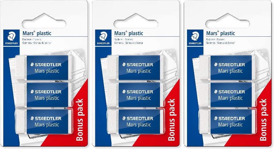 STAEDTLER Mars Plastic | Borrachas brancas pack de 9 unidades