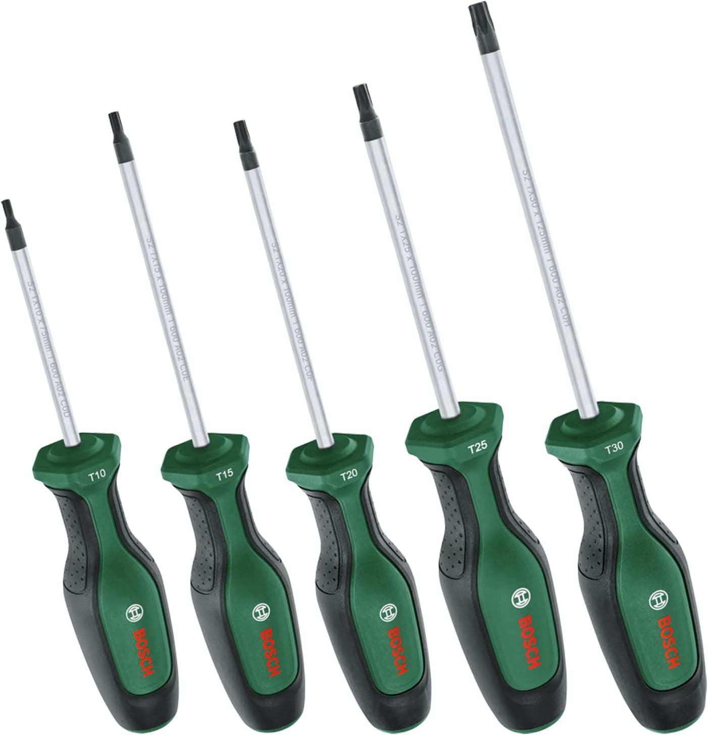 Bosch Home and Garden Conjunto de chaves de fendas, 5 peças, 5 chaves de fenda de excelente desempenho para bricolagem, aço S2, aderência suave, ponta magnética