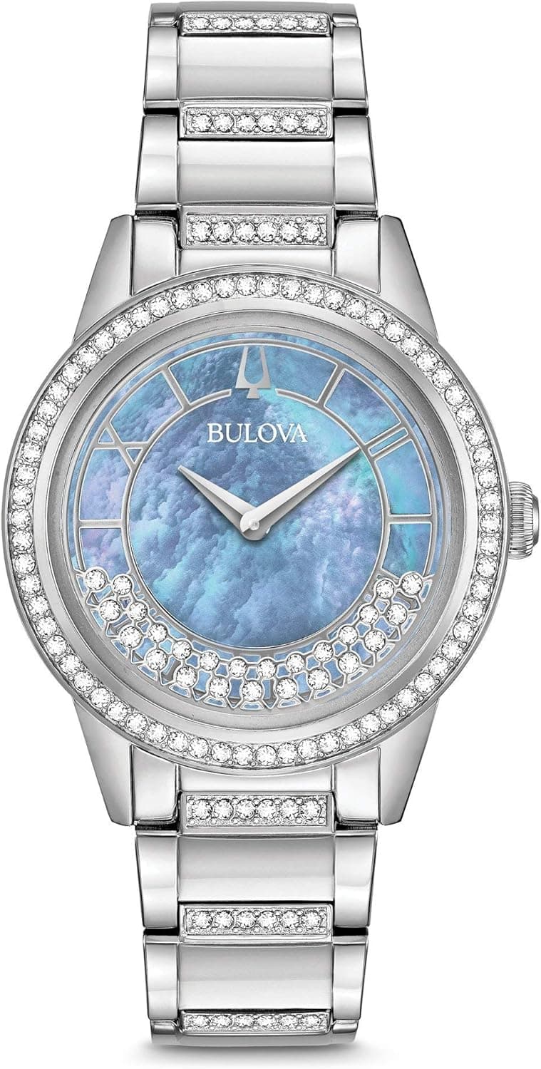 Bulova Relógio analógico para mulher de quartzo com correia em aço inoxidável 96L260