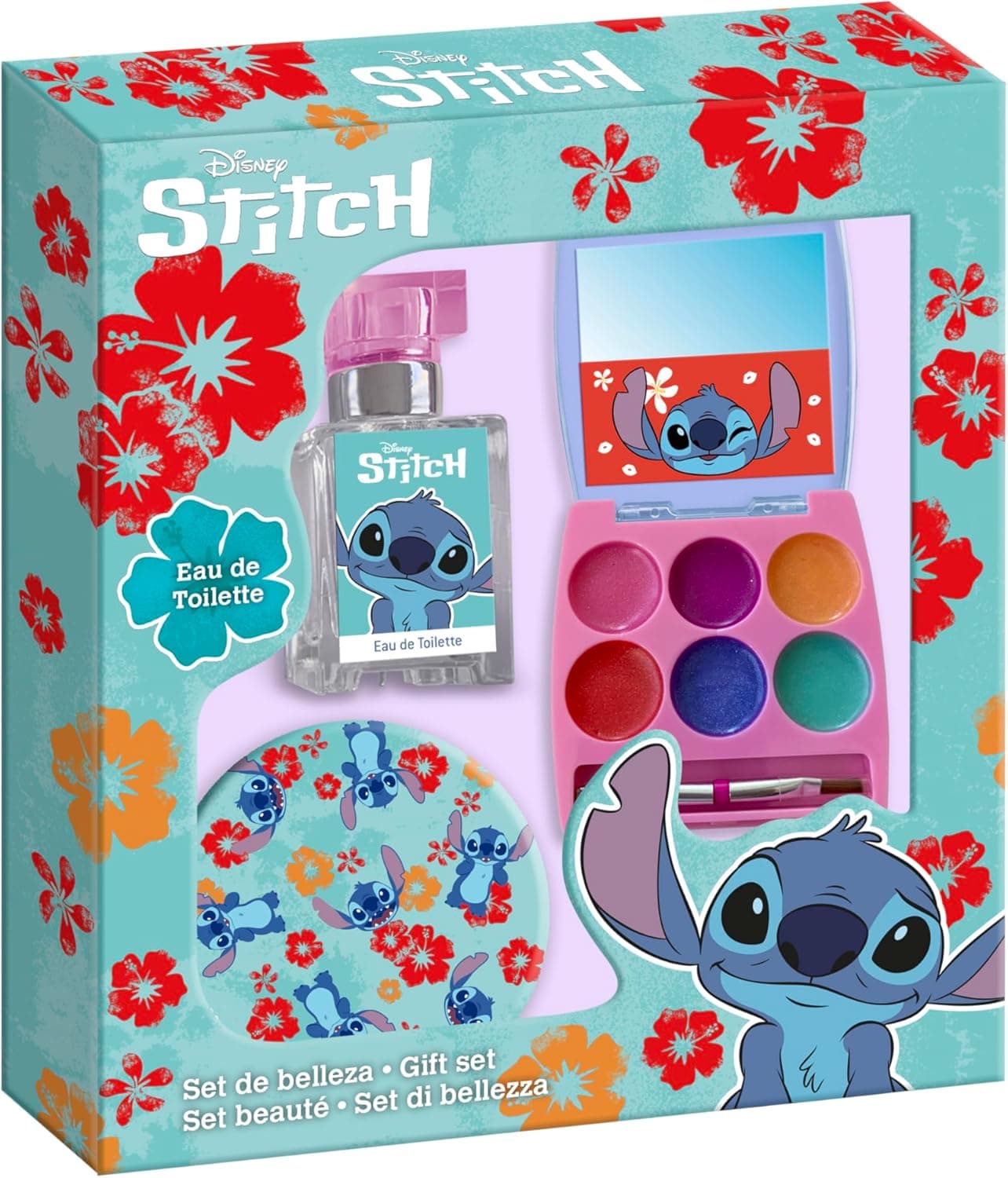 Disney Stitch Set de beleza composto 1 Eau de Toilette, 1 pá de lábios e 1 espelho