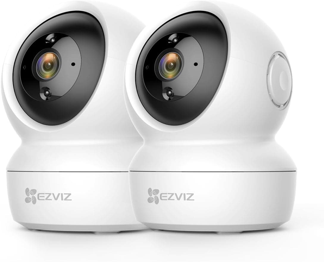 EZVIZ C6N (2 pacotes) Câmeras de vigilância Wi-Fi interior de 360º, 1080P câmara de vigilância para bebé/animais de estimação, visão noturna, áudio bidirecional, deteção de movimento, controlo remoto,