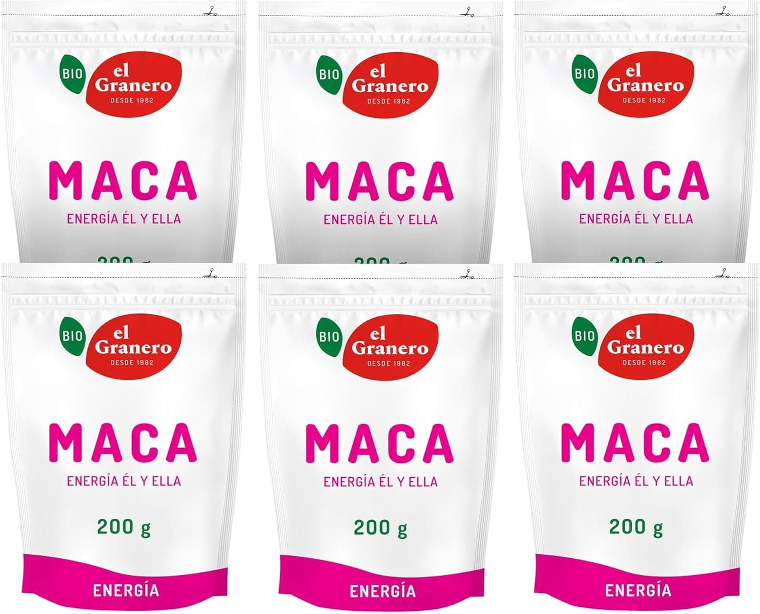 El Granero Integral - Pacote de 6 unidades - Maca ecológica de 200 g - adequado para veganos - rico em fibra e ferro - fonte de cálcio - ajuda a diminuir o cansaço e melhorar a saúde mental
