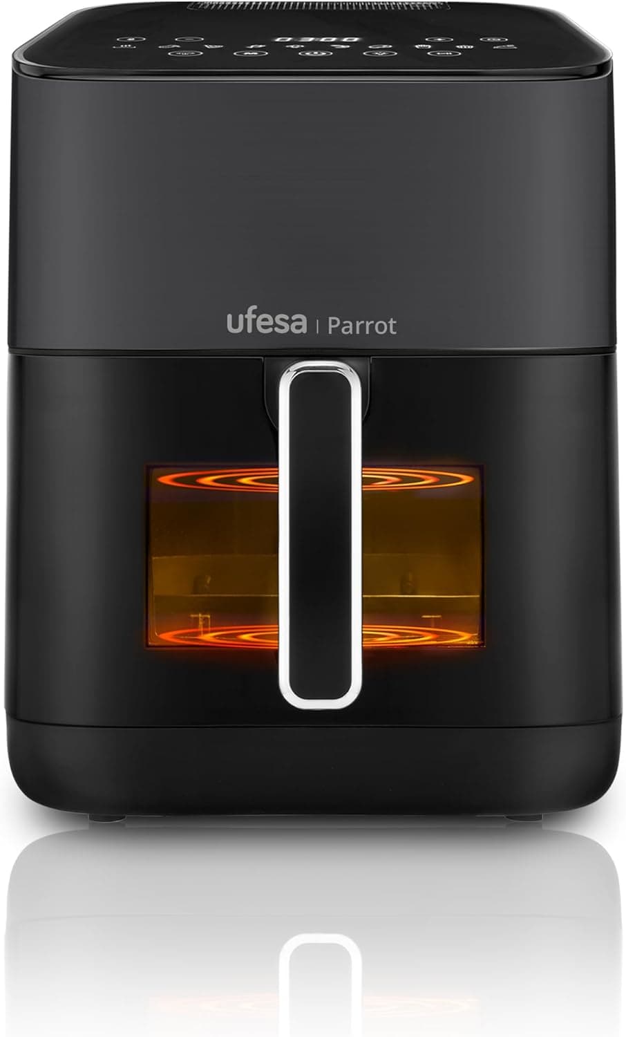 Ufesa Parrot, fritadeira de ar com vapor, resistência dupla, 6 l, 1800 W, 10 programas pré-estabelecidos, janela e luz interior, livre de BPA