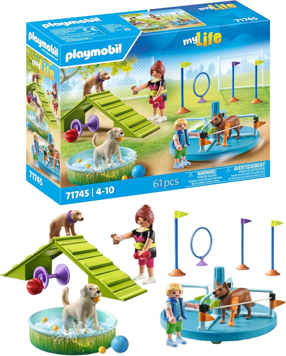 PLAYMOBIL | My Life | Parque para cães | brinquedos para crianças, figuras de cães, para crianças a partir de 4 anos, 71745