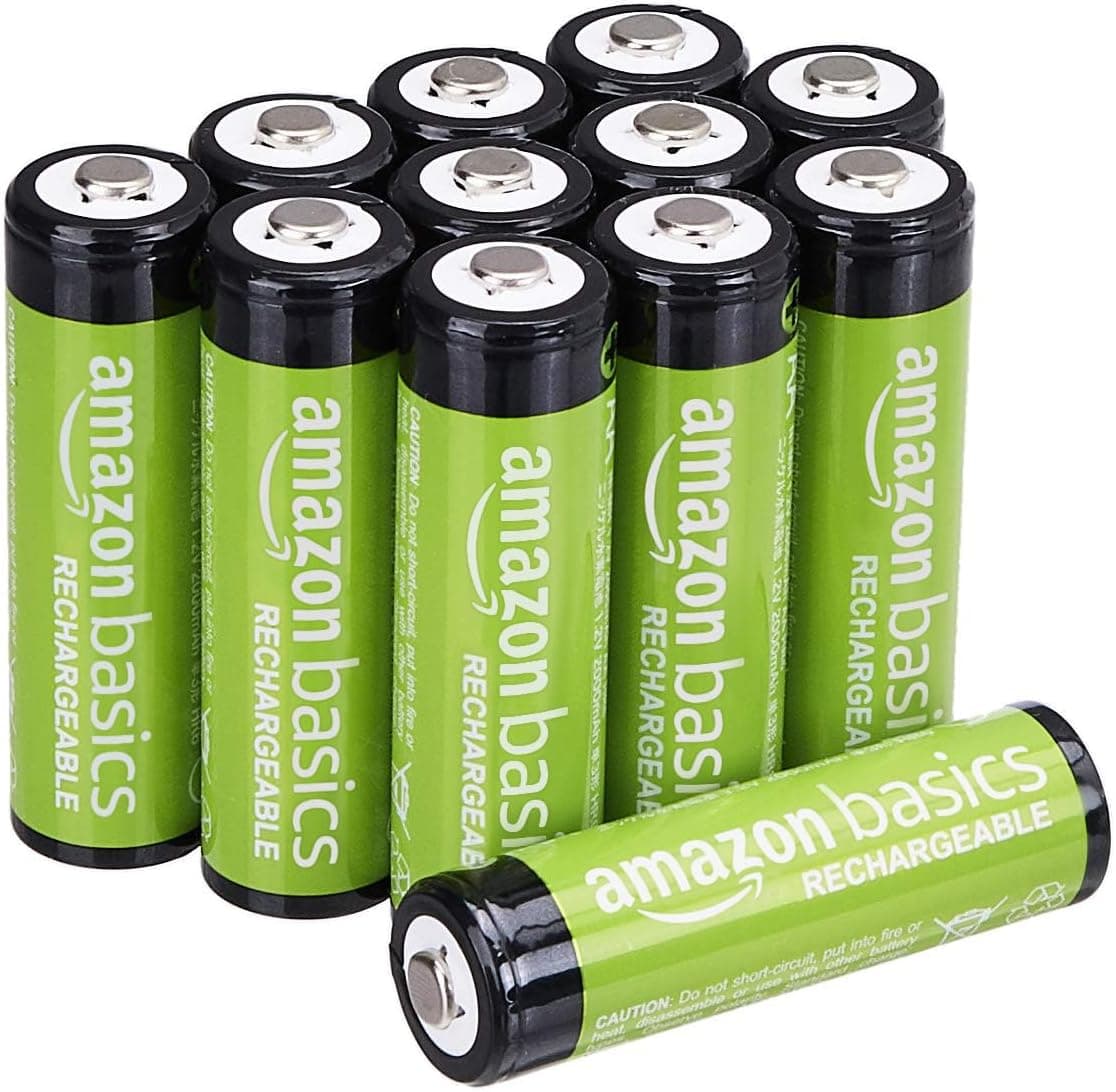 Amazon Basics - Pacote de 12 pilhas recarregáveis AA NiMH, 2000 mAh, recarregáveis até 1000 vezes, pré-carregadas