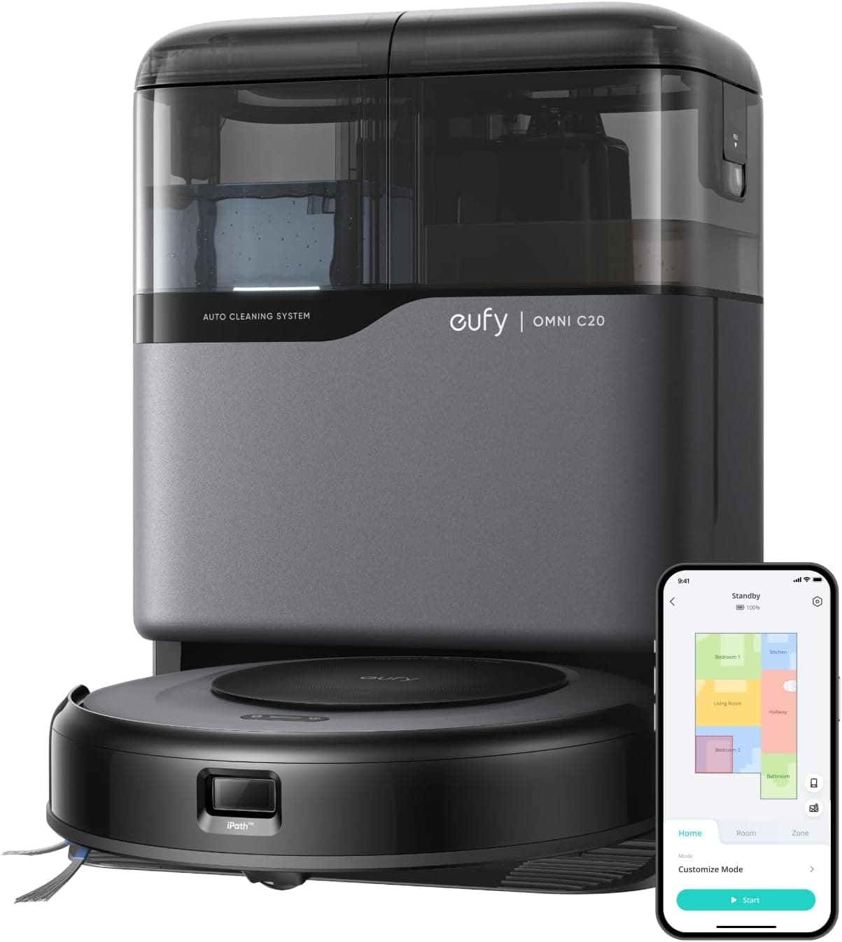 eufy Robot aspirador Omni C20 com estação tudo em um, vácuo automático, lavagem e secagem de roupa para limpeza mãos livres, sucção de 7.000 Pa
