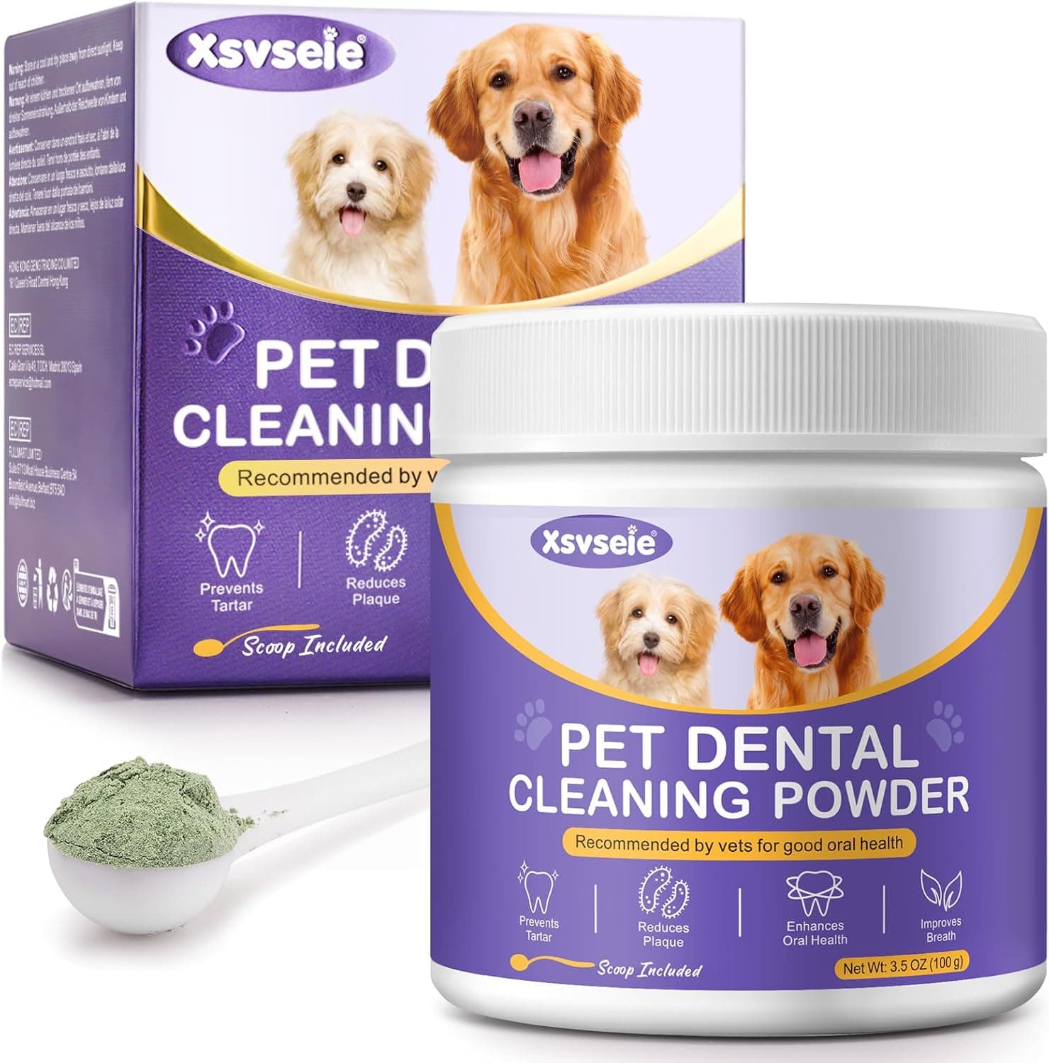 Lxitian | Pó dental natural para cães com probióticos que combate o mau hálito e reduz o tártaro