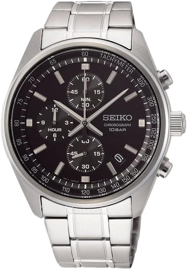 Seiko SSB379 | Relógio analógico de quartzo japonês para homem com bracelete prateada