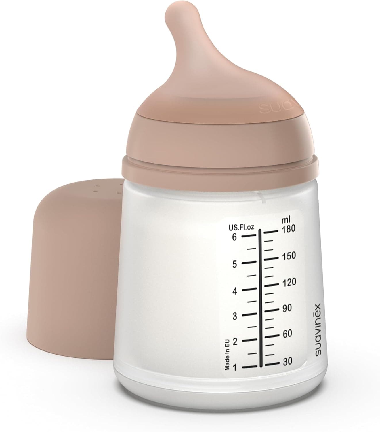 Suavinex, Biberão anticólico zero zero, com cetina de fluxo lento (S) de silicone, para bebés + 0 meses e recém-nascidos, compatível com a amamentação, leite materno e de fórmula, 180 ml, M