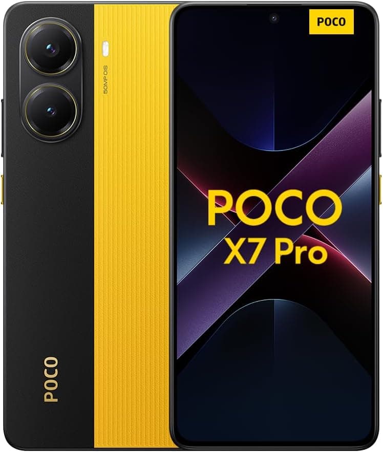 Xiaomi POCO X7 Pro Smartphone de 12 + 512 GB, ecrã CrystalRes 1,5 K 120 Hz AMOLED, MediaTek Dimensity 8400-Ultra, câmara de 50 MP, 90 W HyperCharge, carregador não incluído, amarelo