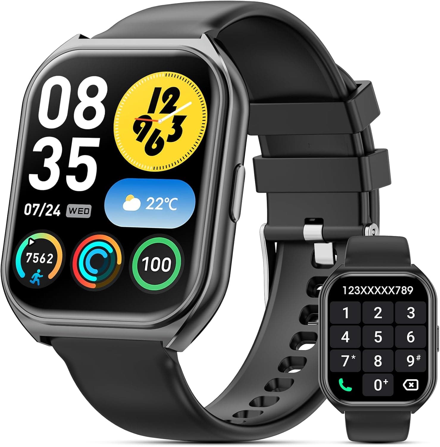 Relógio inteligente homem mulher, 1,85" HD Smartwatch com chamadas Bluetooth, relógio desportivo com pulsómetro, monitor de sono, podómetro, IP68 impermeável atividade fitness watch para Android