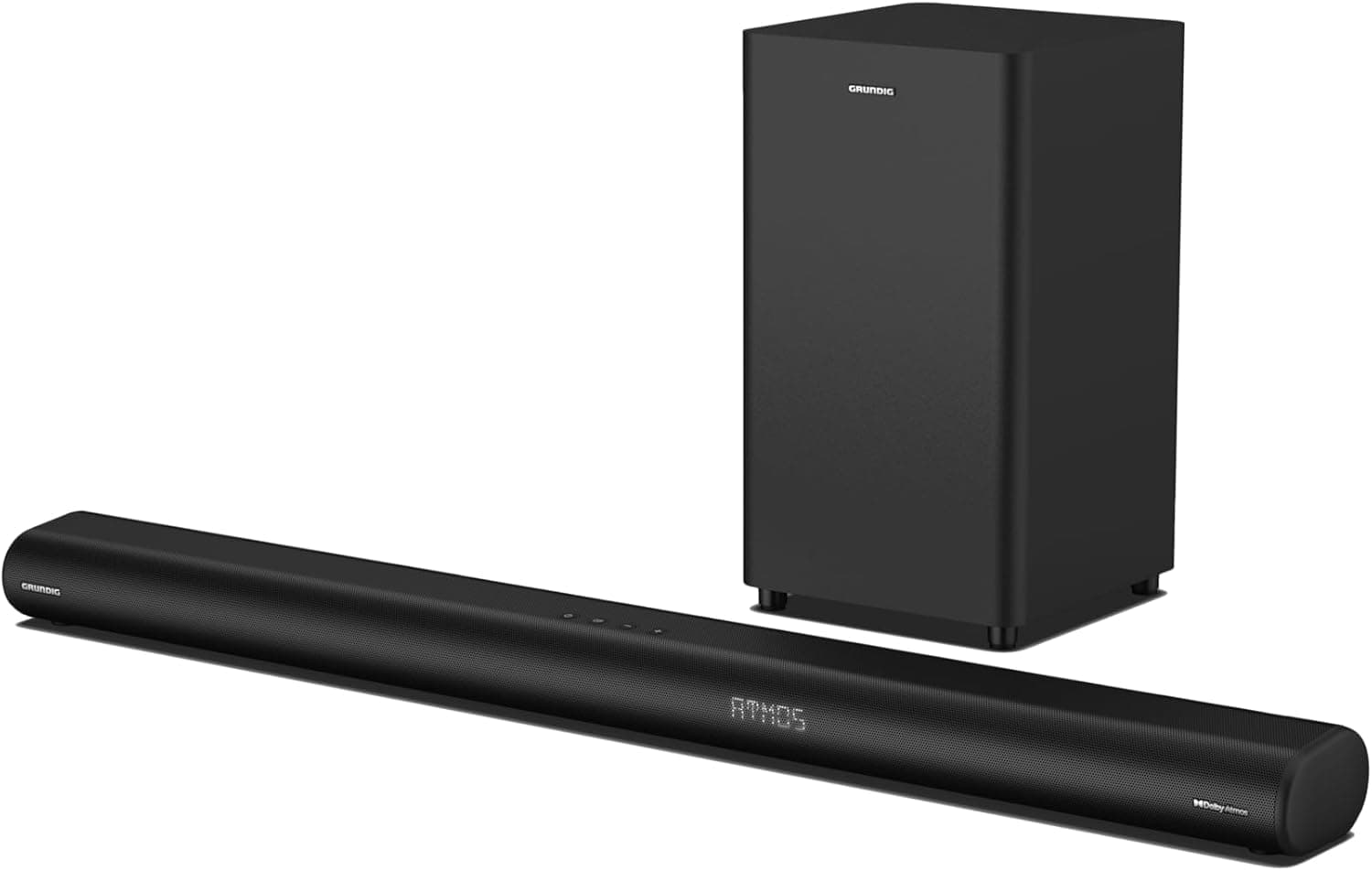 Grundig DSB 3000 Dolby Atmos com subwoofer, Dolby Atmos de 3,1.2 canais, saída de música 580 watts máx, Bluetooth V5.3, HDMI (eARC), entrada ótica, Aux In, USB, preto