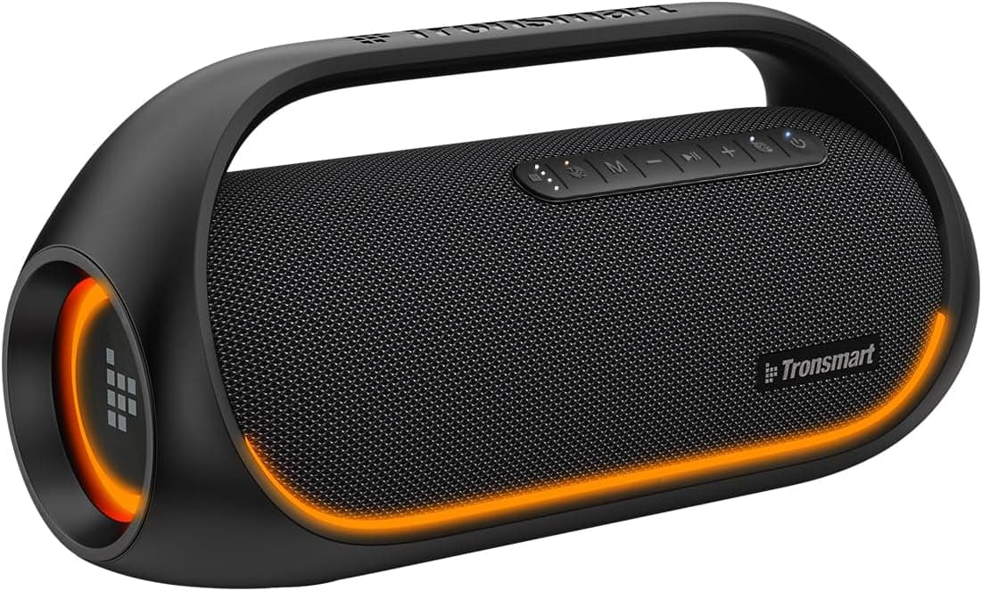 Tronsmart Bang edição melhorada altifalante portátil 60 W, potente, luzes LED e Bluetooth 5,3, Waterproof IPX6 e Power Bank, som estéreo, AUX e TF, com NFC, para festas