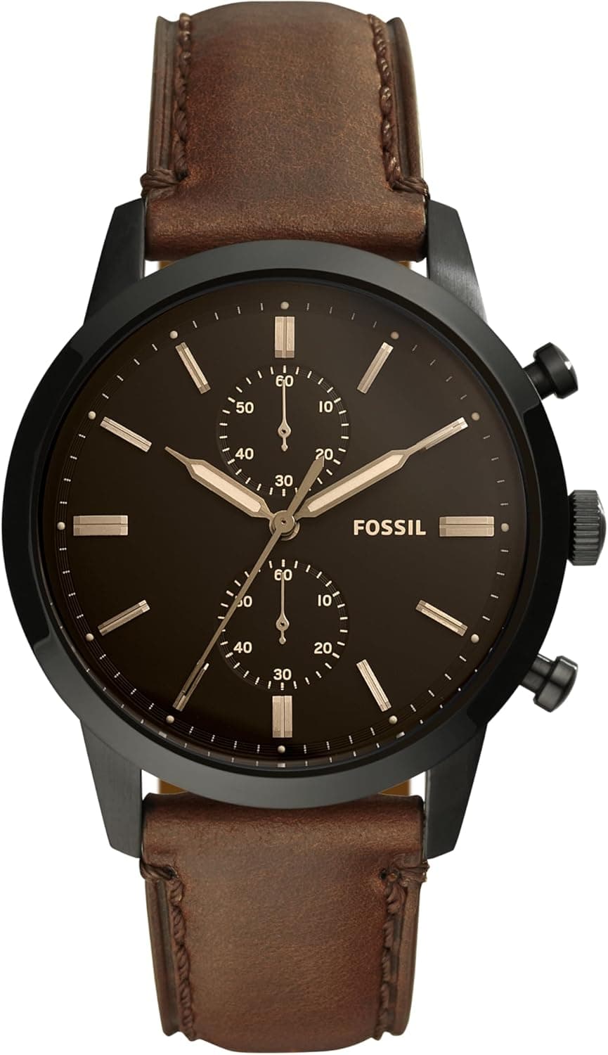 Fossil Townsman | Relógio cronógrafo masculino com bracelete em pele castanha escura