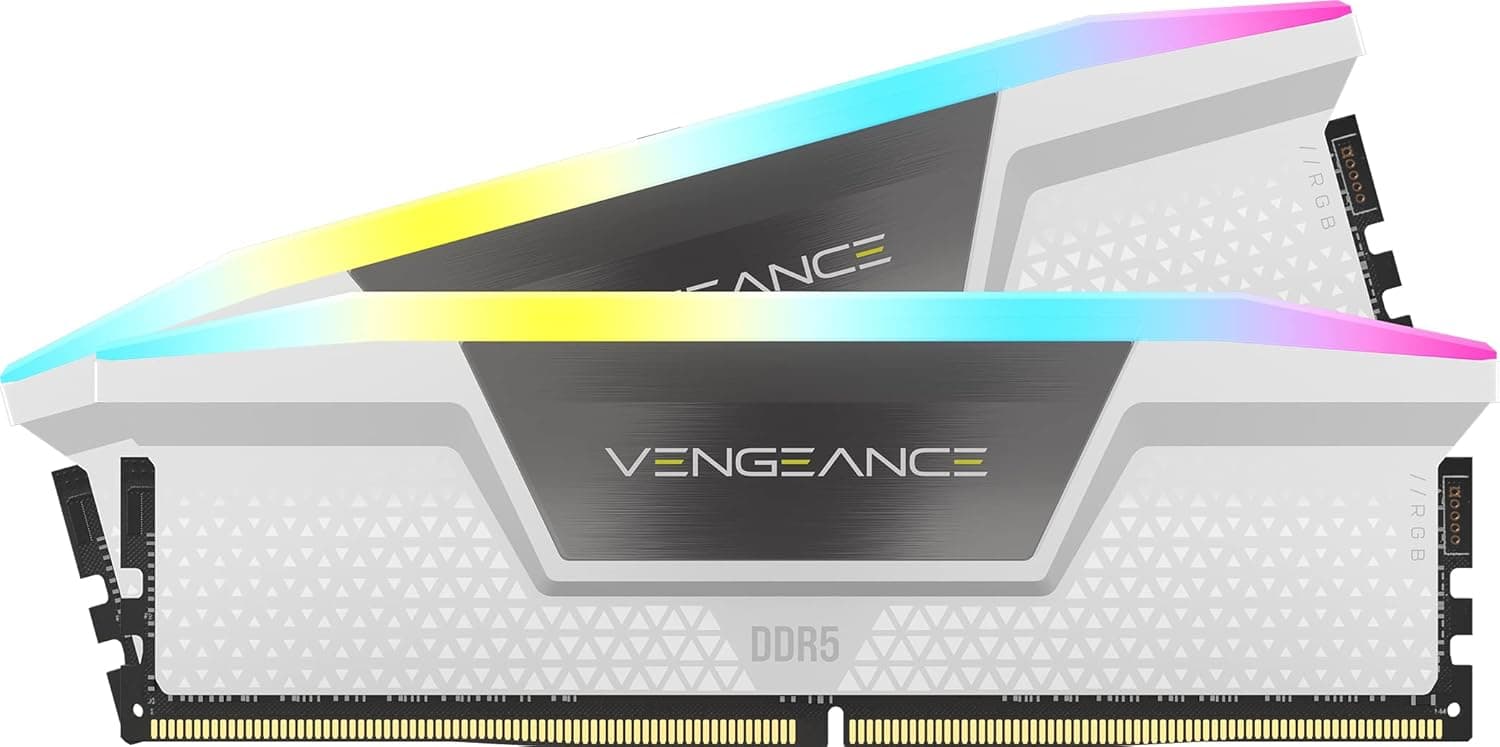 CORSAIR Vengeance RGB DDR5 RAM 32GB (2x16GB) 6000MHz CL36 Intel XMP Memoria de Ordenador Compatible con iCUE - Blanco (CMH32GX5M2E6000C36W) 32GB (2x16GB) Blanco