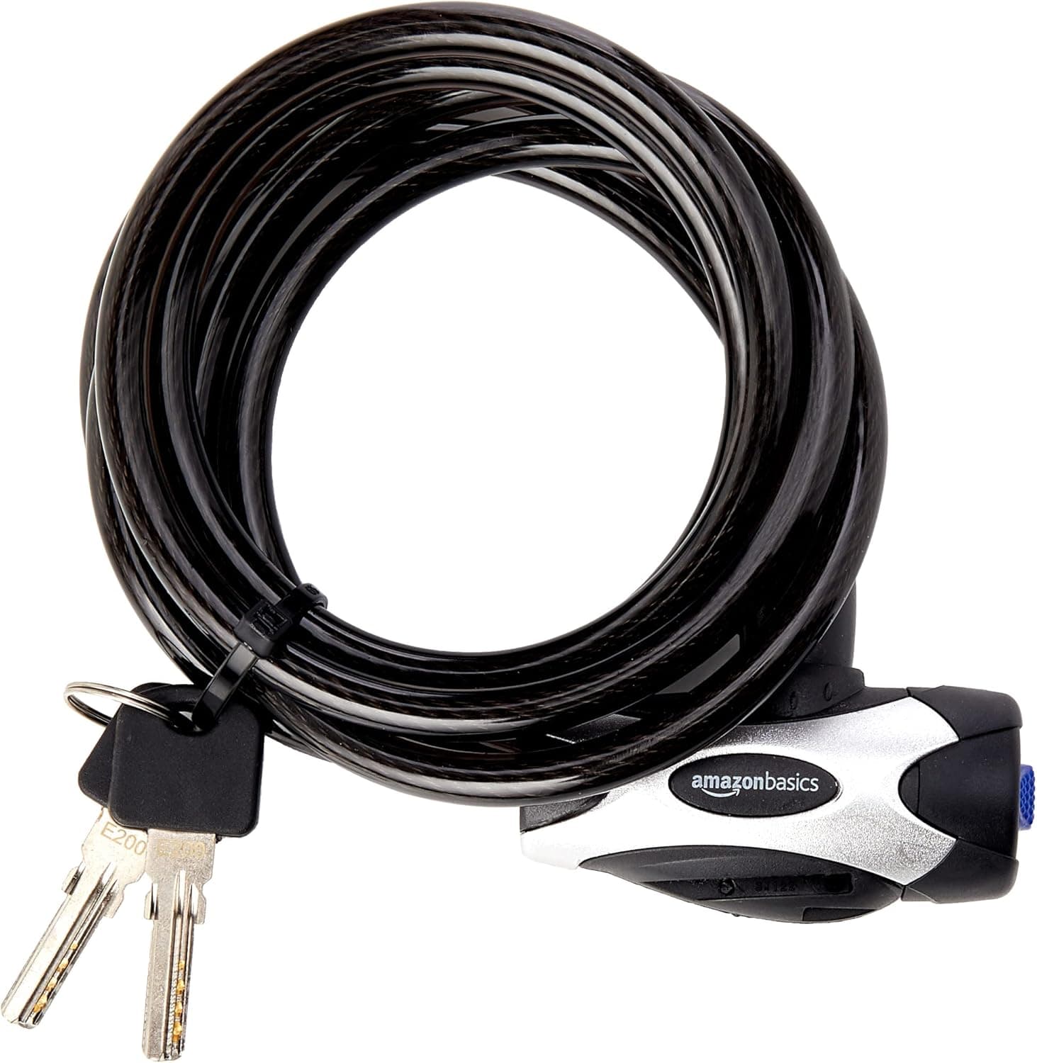 Amazon Basics Fechadura com chave bicicleta antirroubo ajustável com cabo e 72 polegadas, embalagem de 1, 182,4 cm, preto
