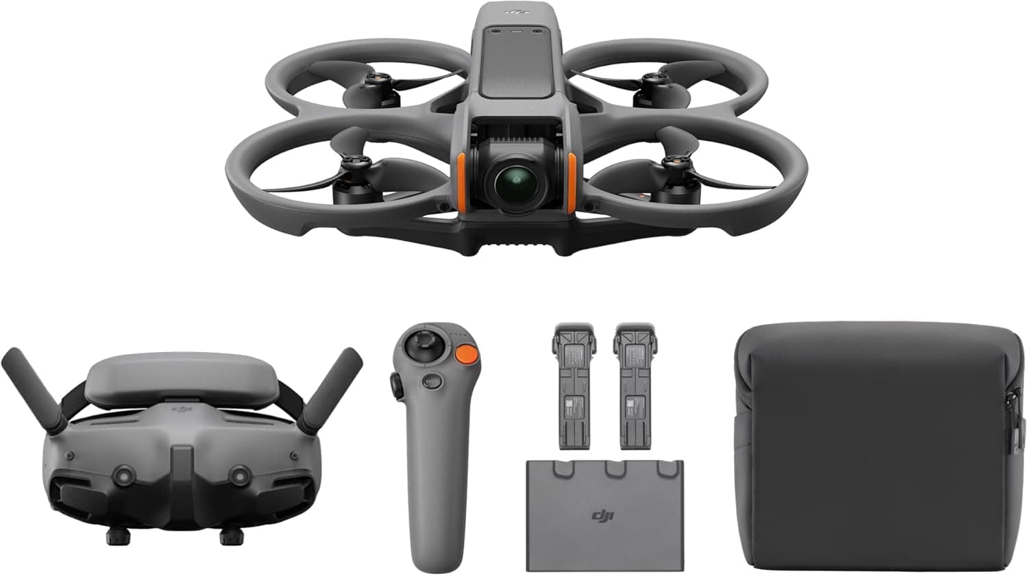 Pack DJI Avata 2 voos mais (3 baterias), drone FPV com câmara 4K, crobacias com um toque, protetor de hélice integrado, drone com câmara com Goggles 3 e RC Motion 3