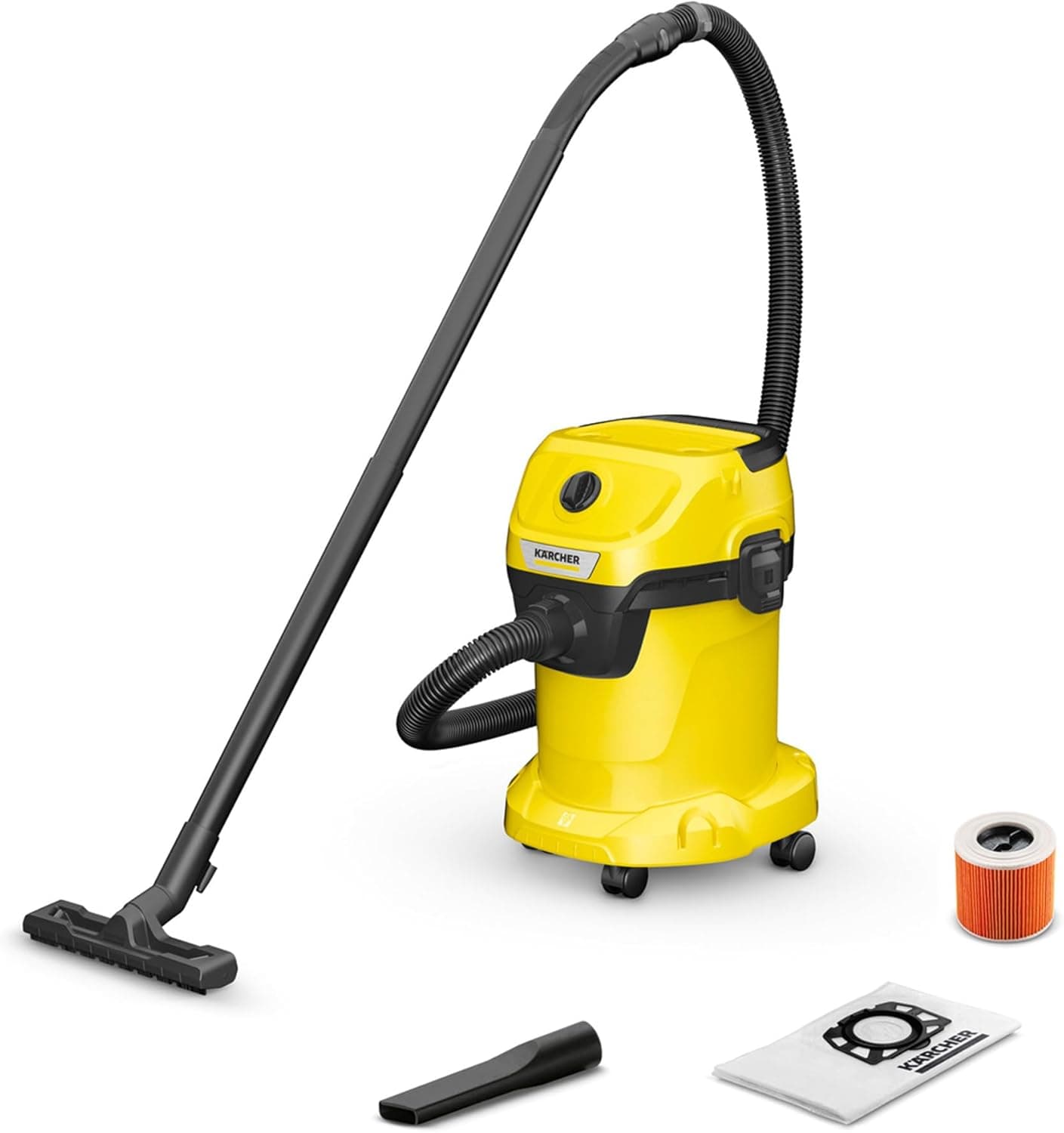 Kärcher Aspirador para sujidade sólida e líquida WD 3 V-17/4/20 de 1000 W, com função de sopro, depósito: 17 l, mangueira: 2 m, filtro de cartucho, saco de feltro, para chão e ranhuras