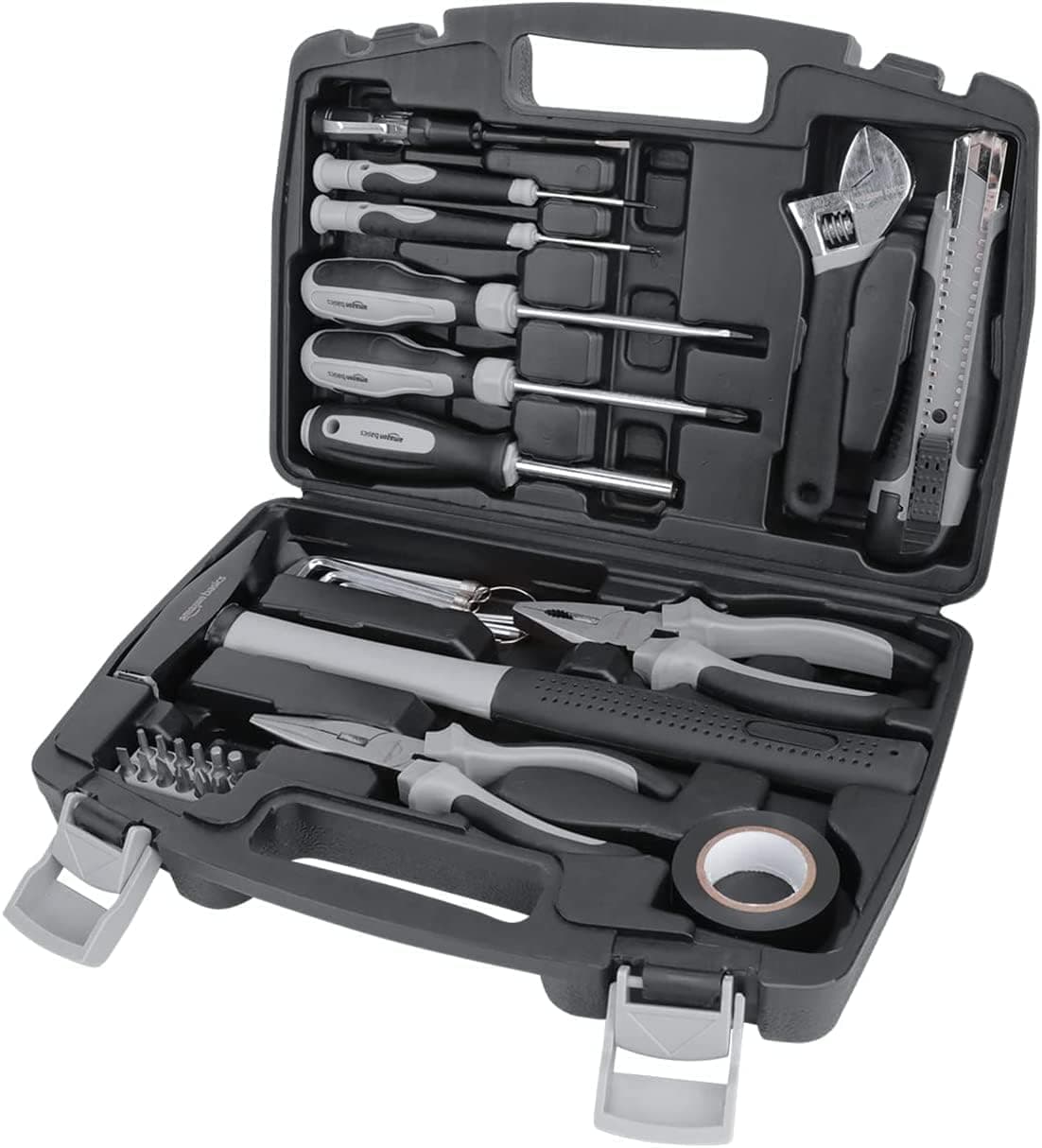 Amazon Basics Conjunto de ferramentas para casa, plástico, preto/cinzento, 32 unidades