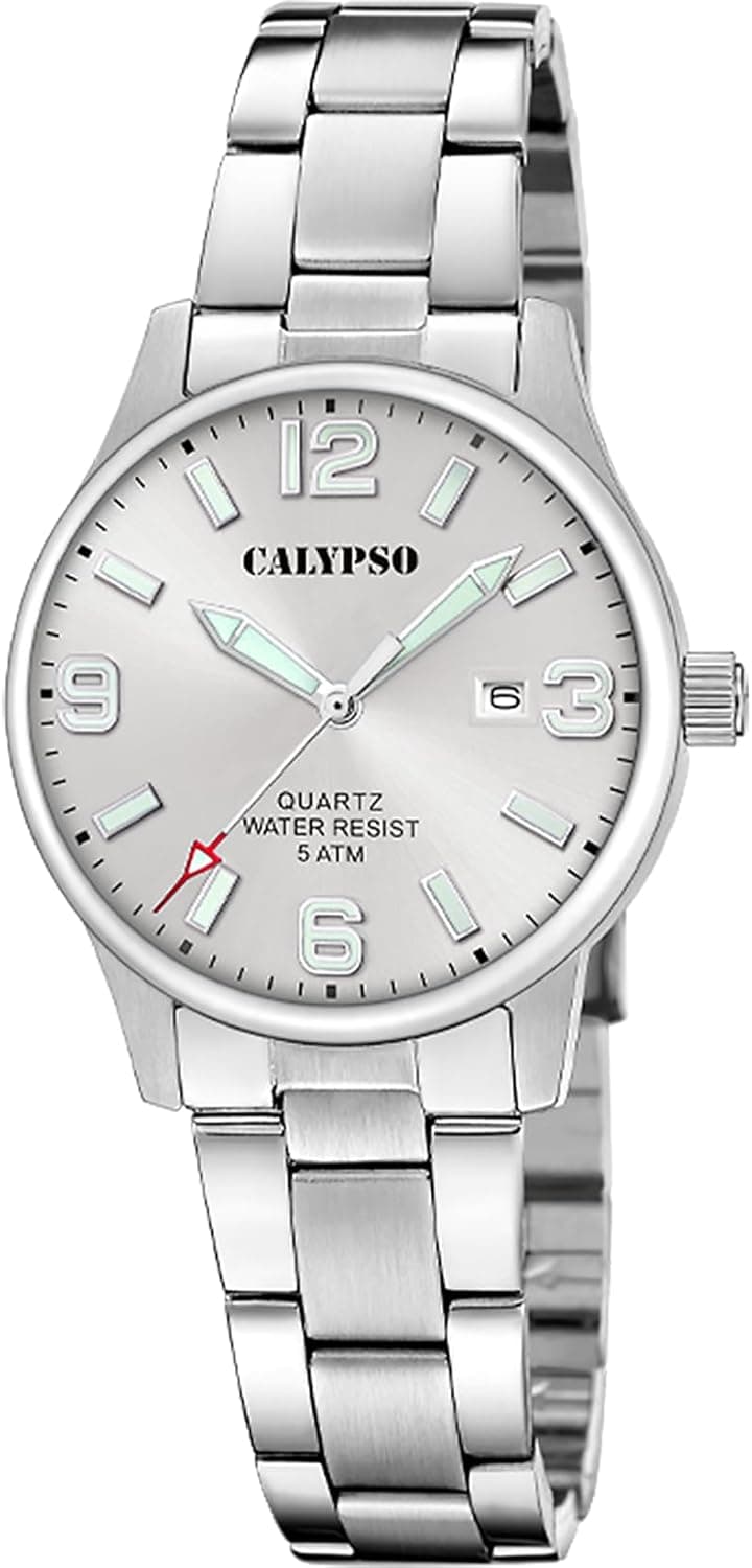 CALYPSO K5861/2 | Relógio de pulso feminino em aço inoxidável prateado com bracelete