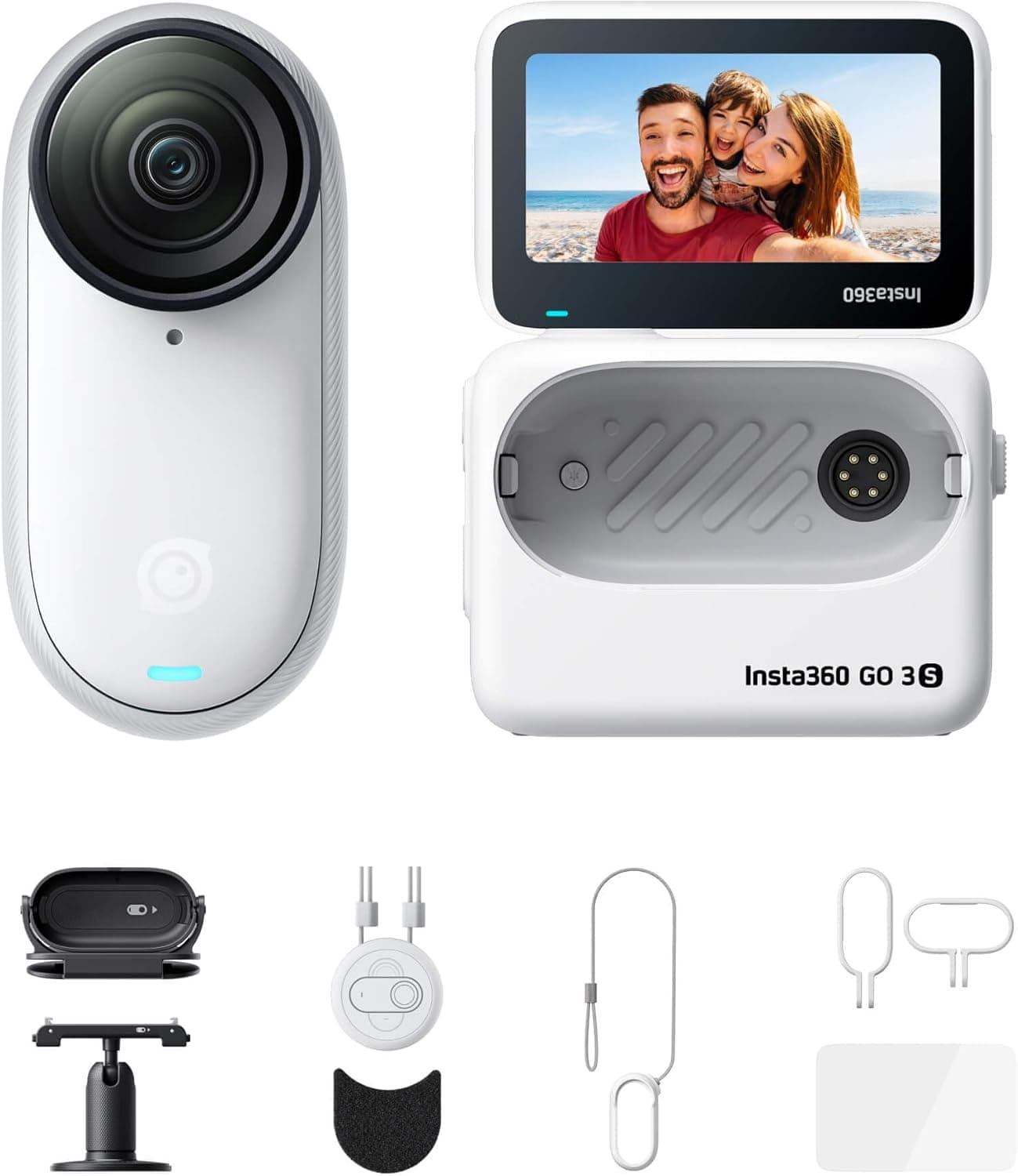 Insta360 GO 3S Action Pack | Câmara de ação 4K com estabilização, resistente à água até 10 m e memória de 128 GB