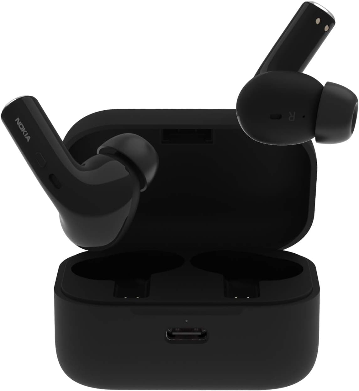 Nokia Essential True Wireless - Auriculares e estojo portátil de carregamento (IPX5 de resistência à água, redução de ruído, microfone duplo e modo ambiente) preto