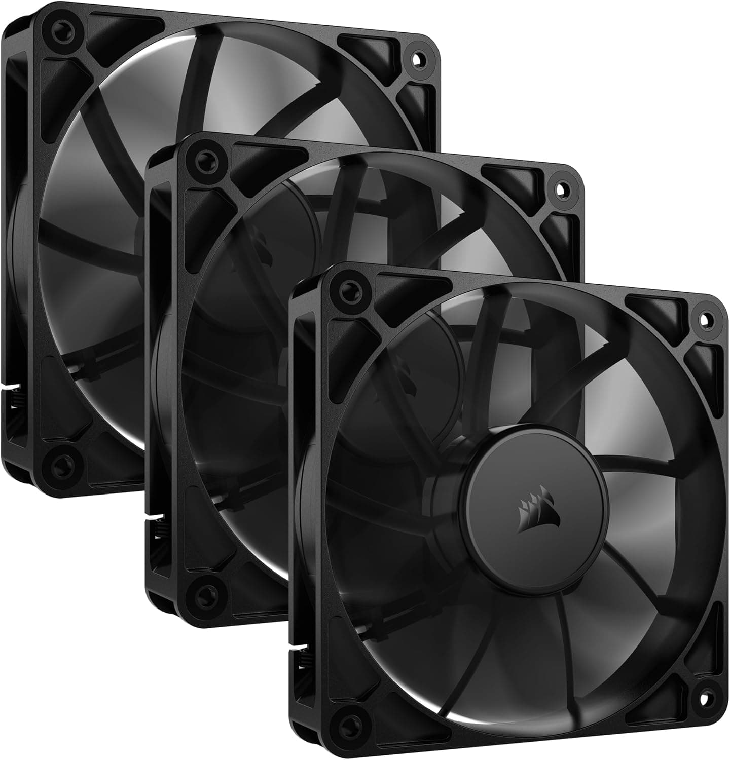 CORSAIR RS120 120 mm PWM Ventiladores, conexão em corrente, baixo nível de ruído, rolamento de cúpula magnético, embalagem tripla - preto