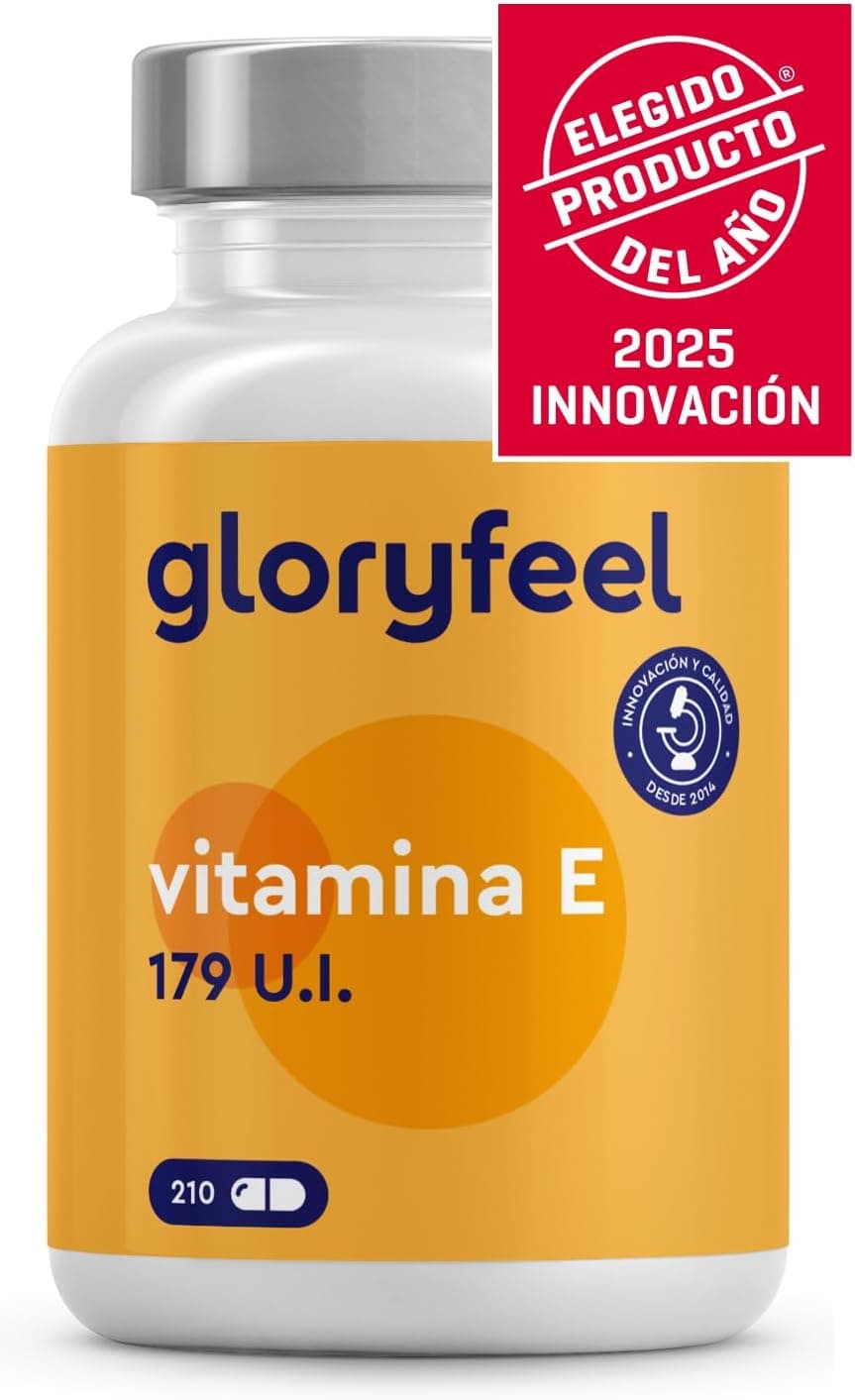 Vitamina E 179 UI 210 cápsulas (para 3 meses), potente antioxidante de D-RUNFAL- tocoferol (a forma mais bioativa de vitamina E) - protege as células do stress oxidativo, sem aditivos ou OGM