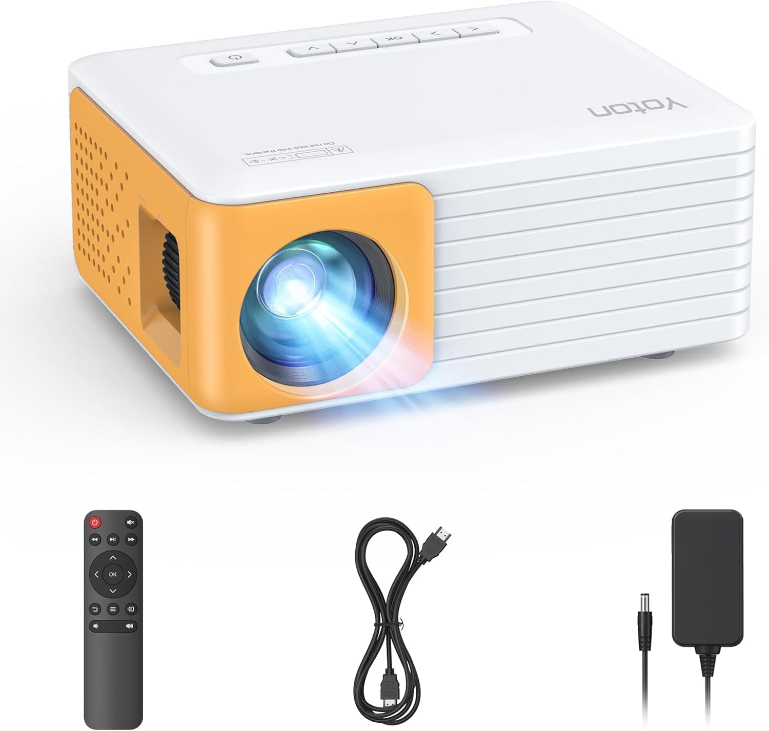 Yoton Mini projetor portátil - Y3 Projetor portátil suporte Full HD 1080P, projetor de vídeo 10000 Lumens com 50% zoom, projetor portátil compatível com telemóveis / PC/PS5/Xbox/USB/HDMI/AV