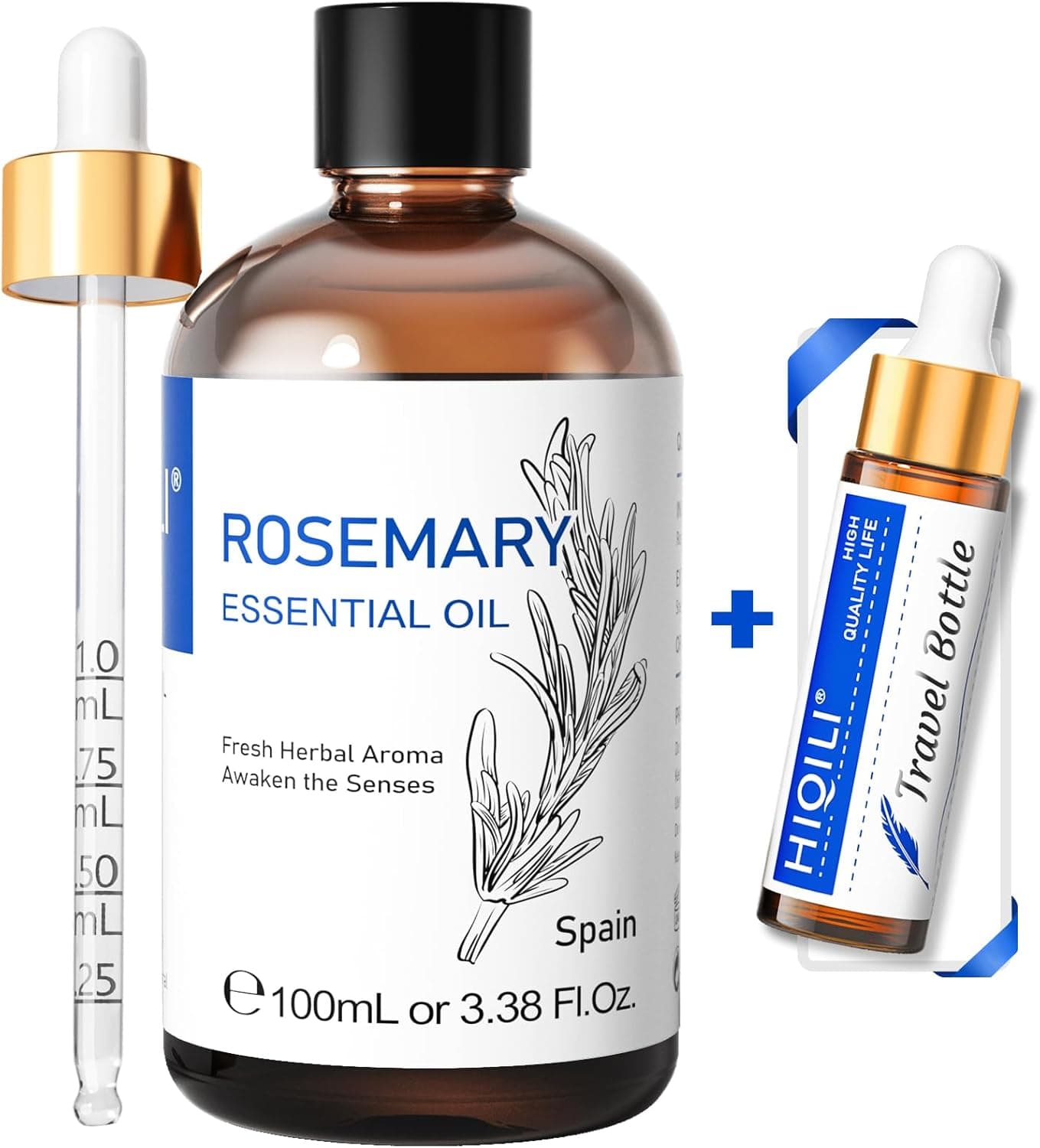 HIQILI Óleo capilar de alecrim 100 ml, aromaterapia, difusor humidificador